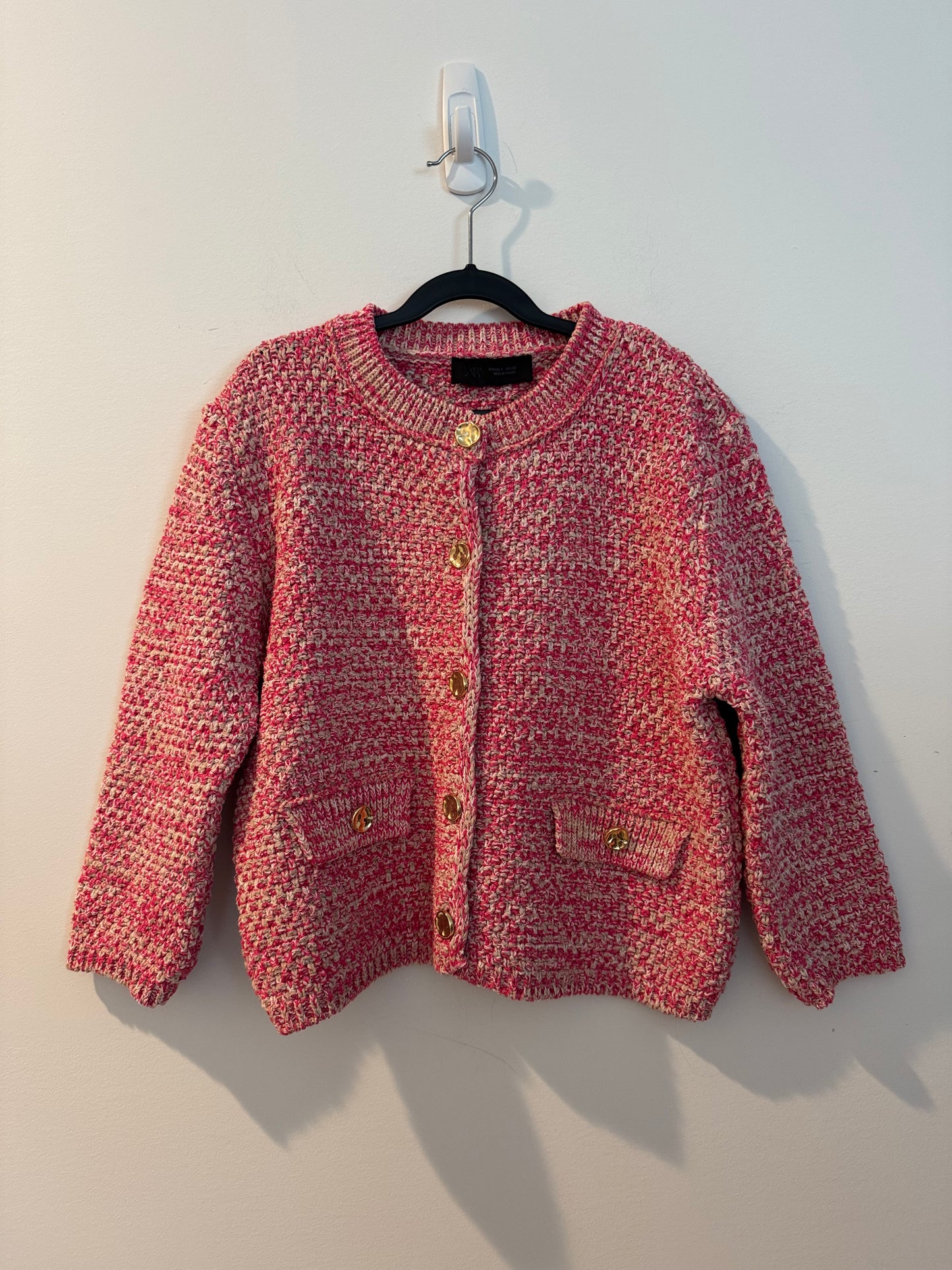 Zara 3/4 Sleeve Pink Cardigan, Size Small