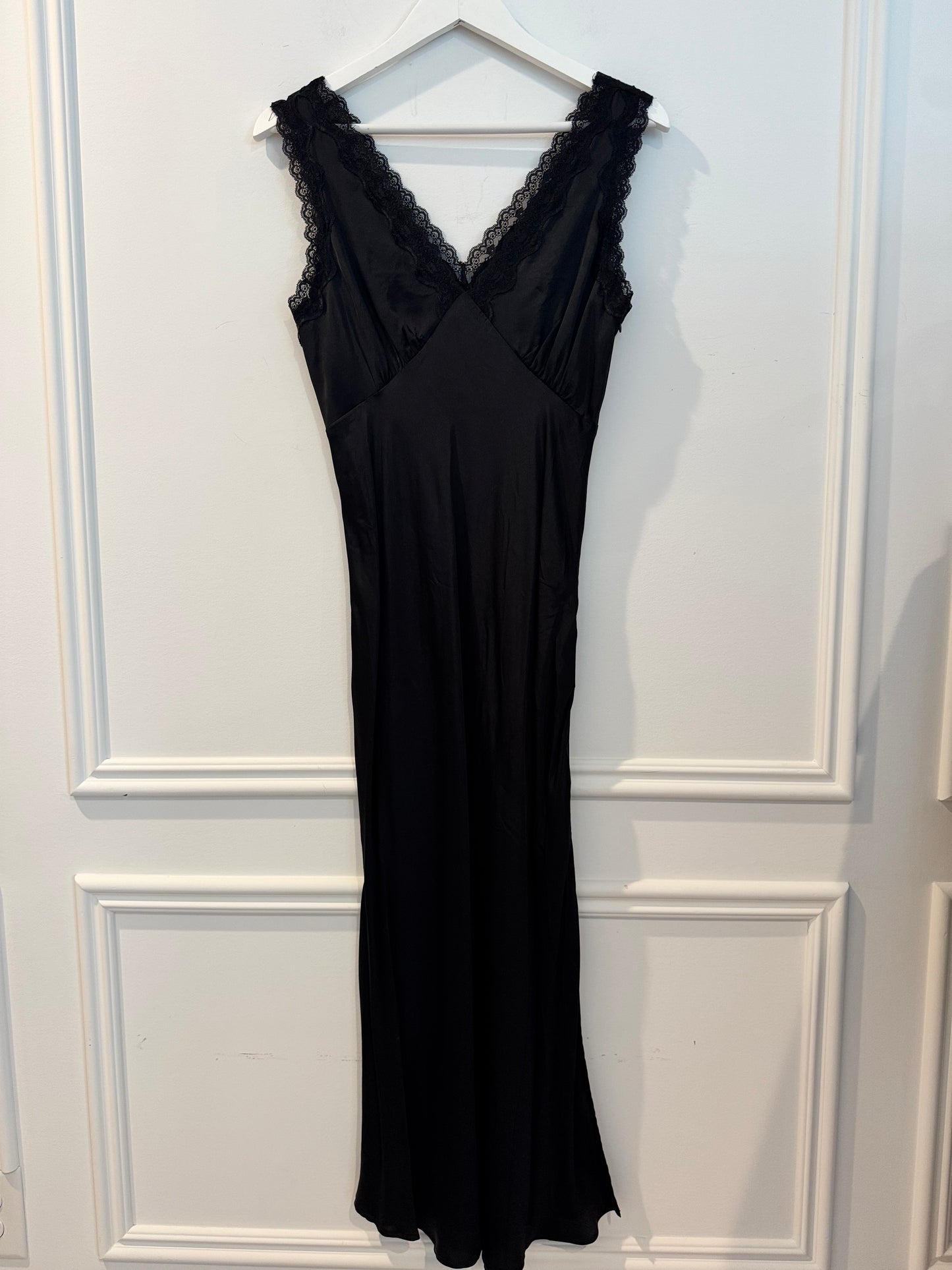 Gap Satin Lace Trim V-neck Maxi Slip Dress, Size Small