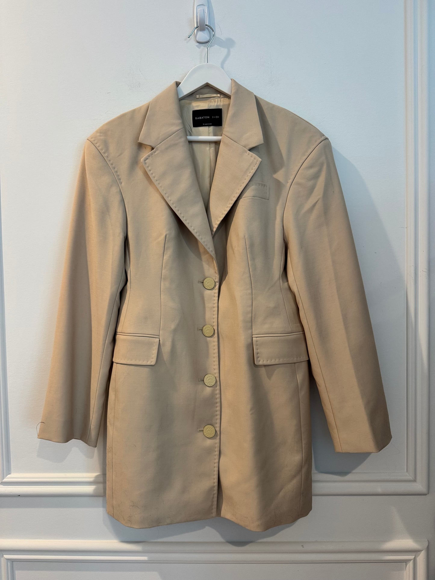 Babaton Tan Longline Tailored Blazer Coat, Size 8