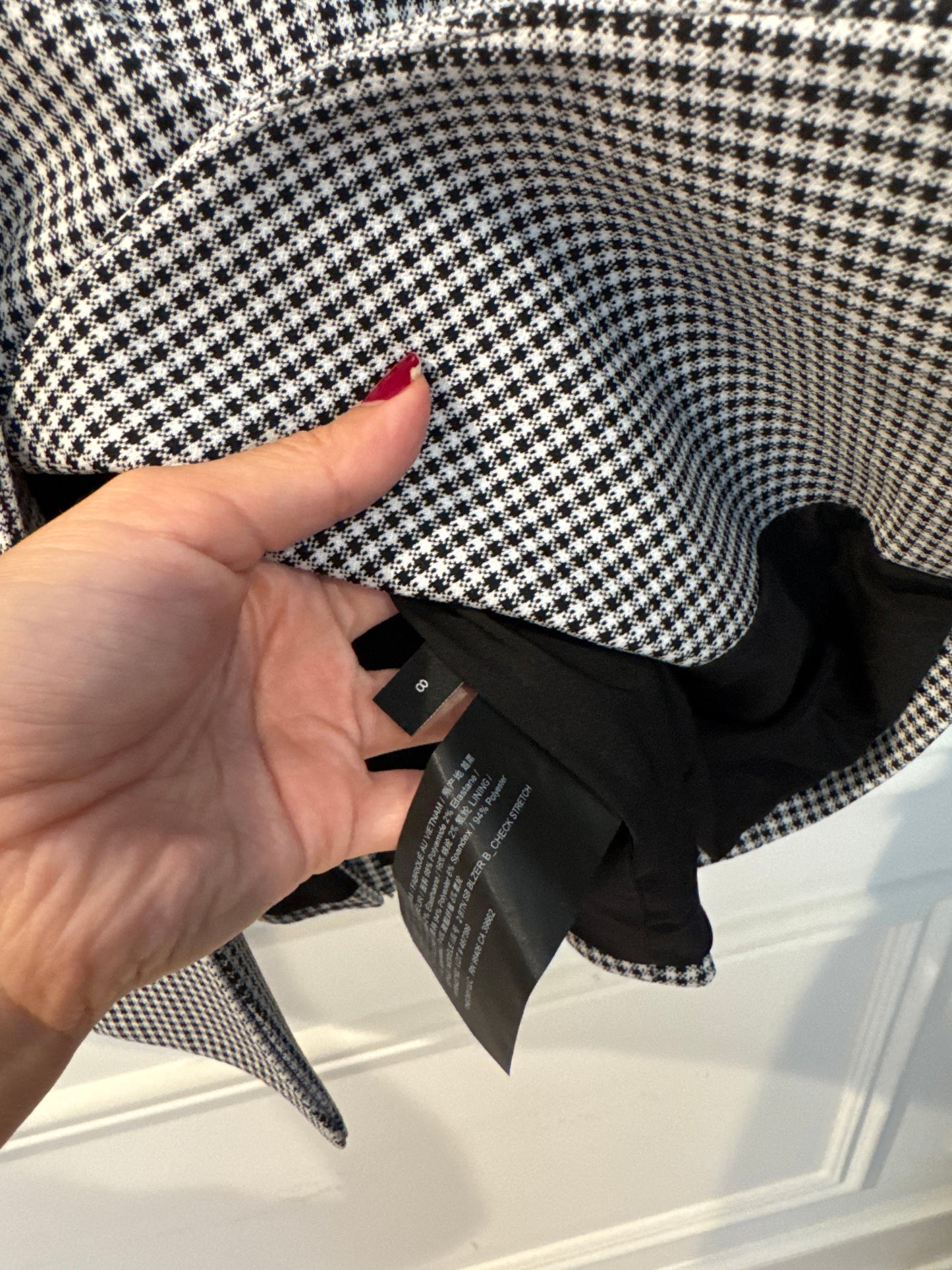 Theory Houndstooth Single-Breasted Blazer, Size 8
