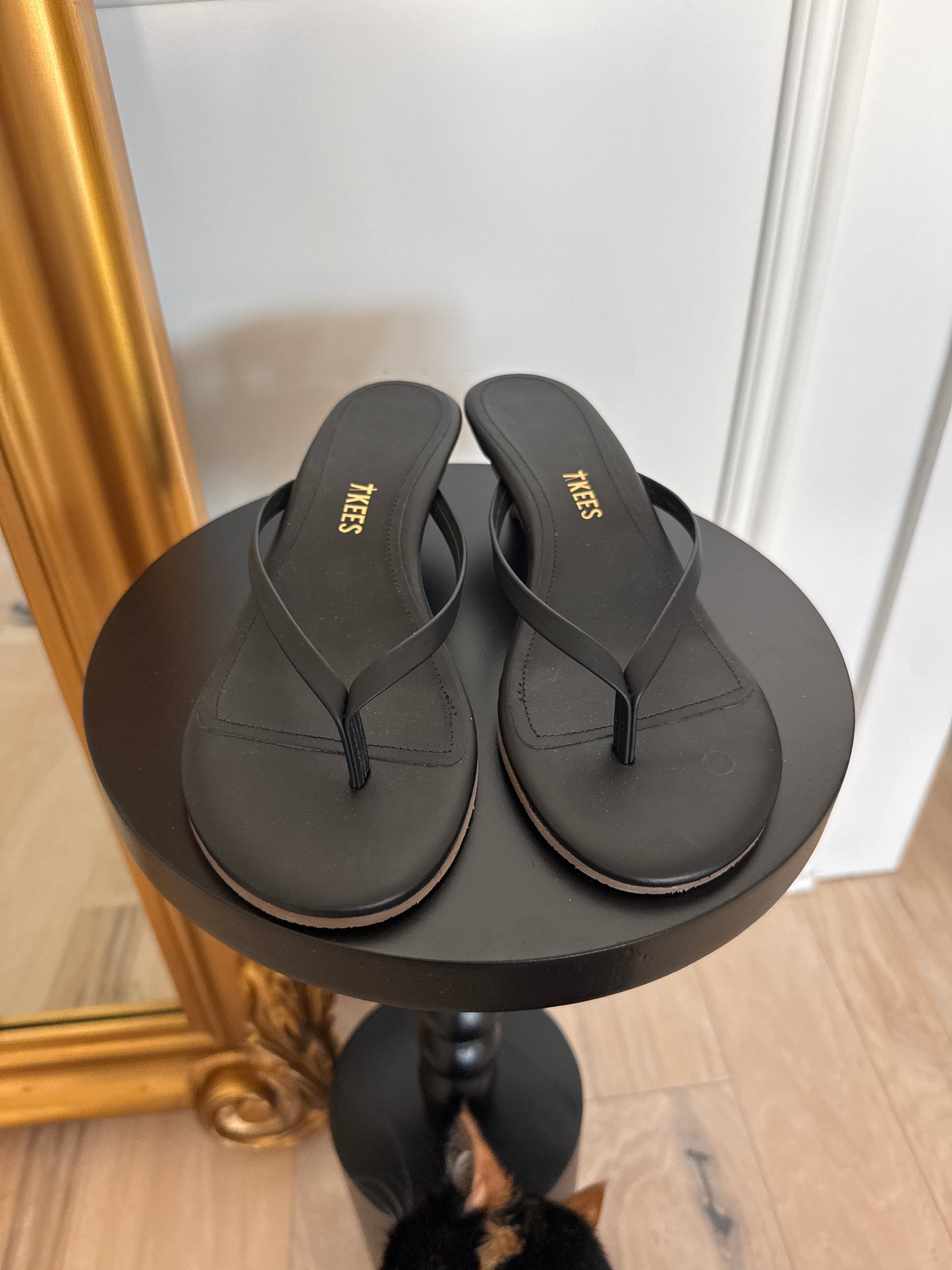 TKEES Julia Kitten Heel Flipflops, Black, Size 8
