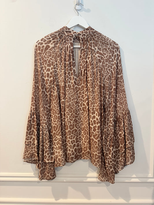 & Other Stories Animal Print Flowy Blouse, Size Small