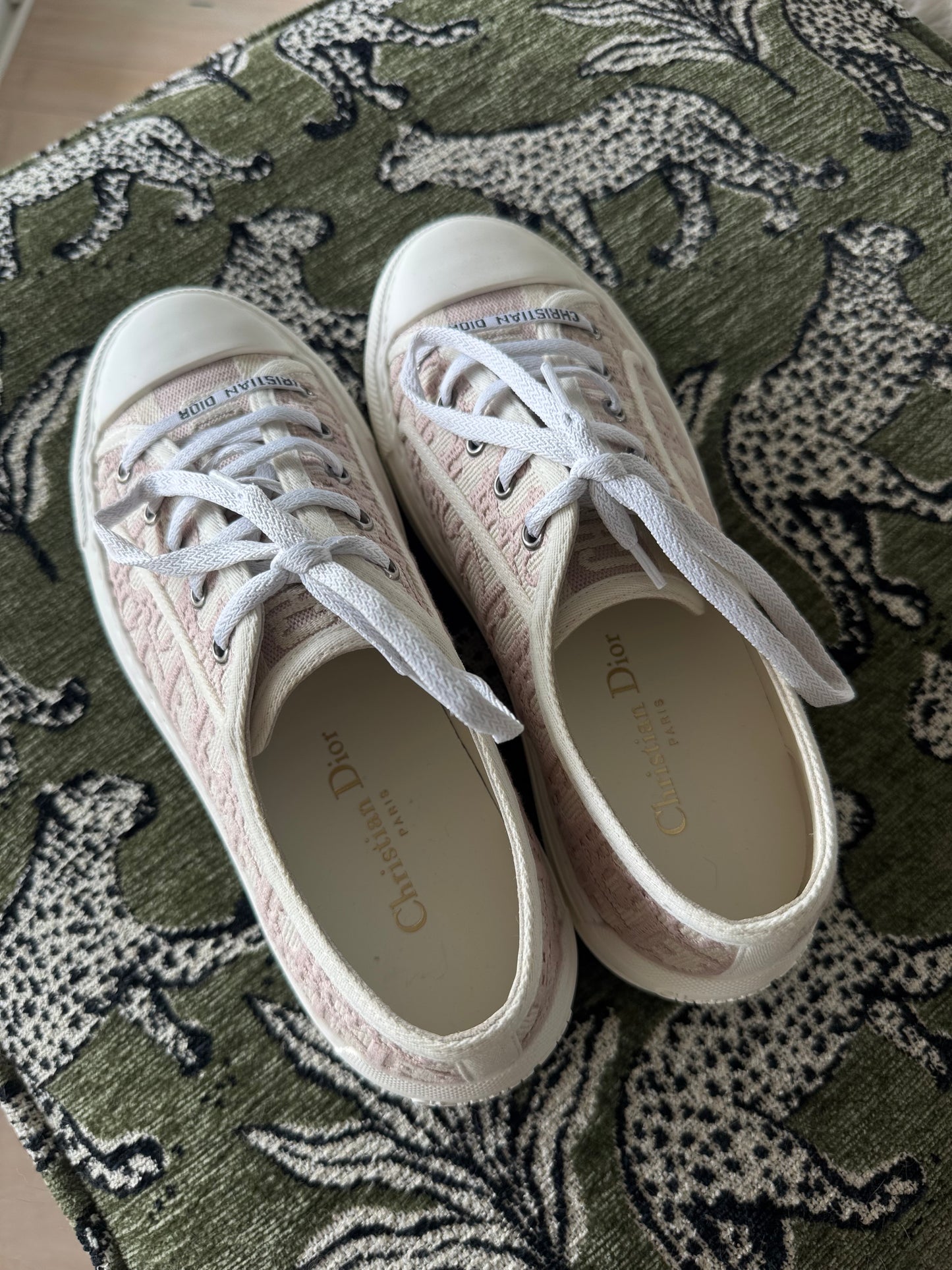 DIOR “Walk’n’Dior Sneaker”, Nude Dior Oblique Embroidered Cotton, Size Women’s US 8