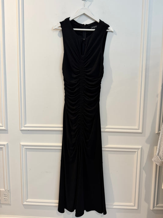 J. Crew Ruched Center-Seam Dress in Matte Jersey Black, Size Small