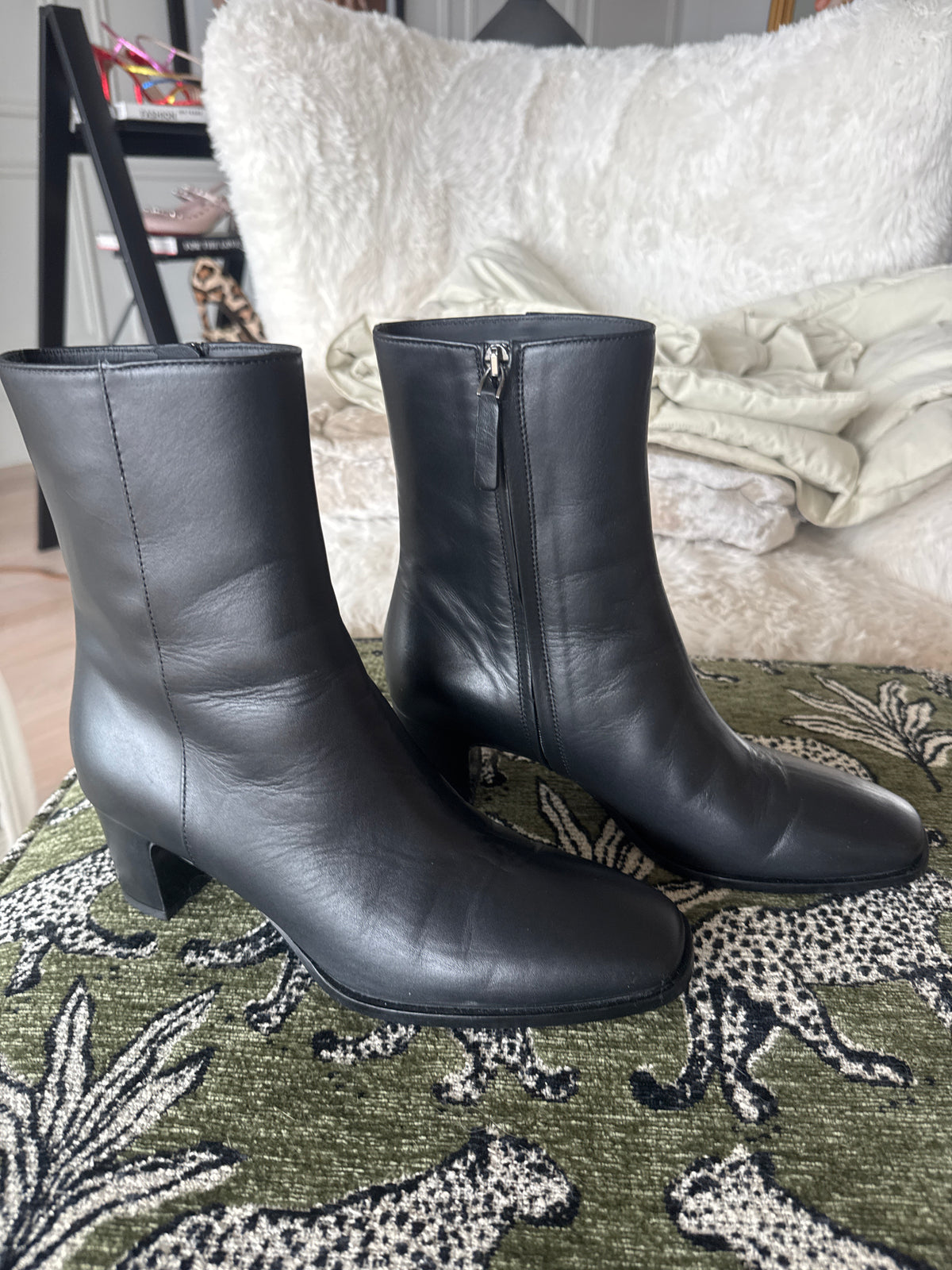 Jenni Kayne Leather Bobby Boots, Black, Size Women’s US8