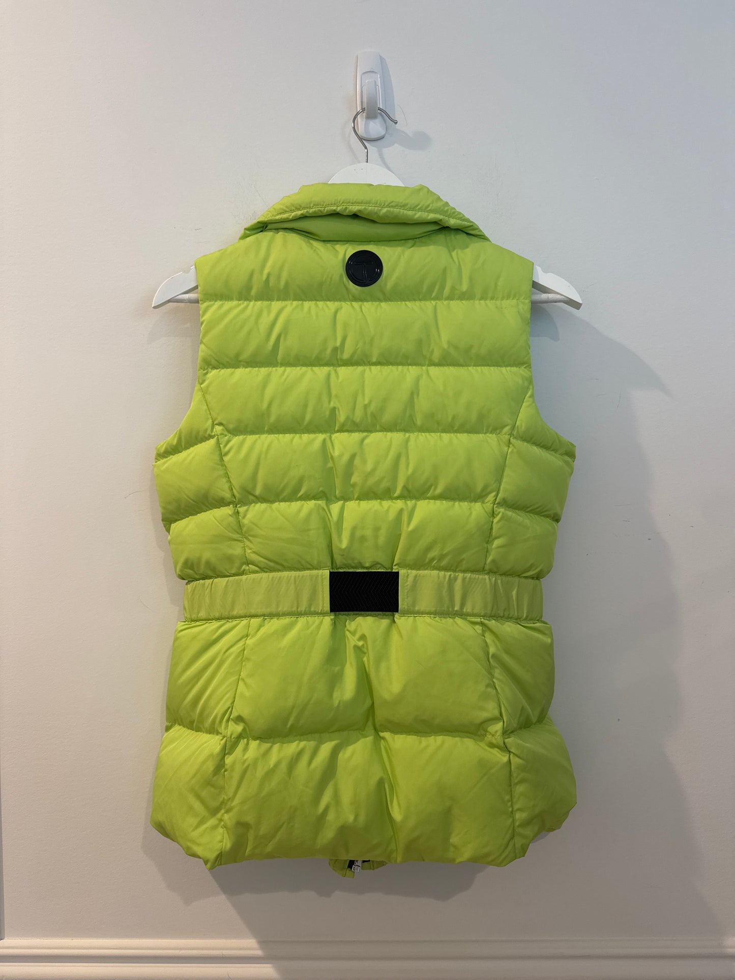 T by Talbots Belted Puffer Vest, Neon Green, Size XS