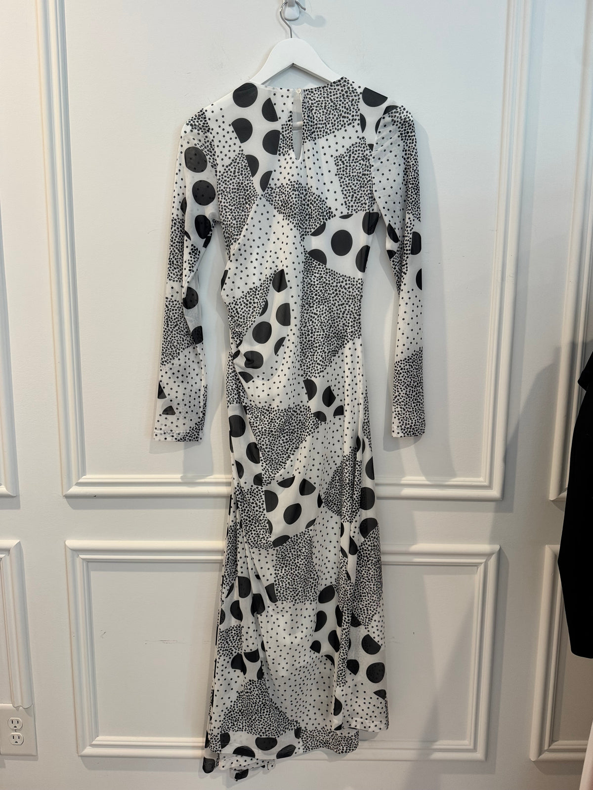 Anthropologie Long-Sleeve Ruched Mesh Midi Dress, Size Small