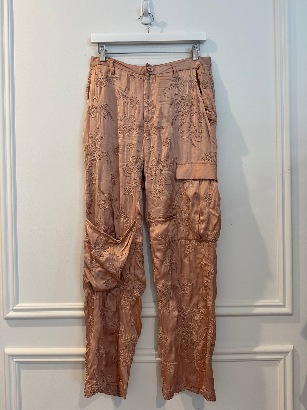 Zara Embroidered Cargo Trousers, Size Small