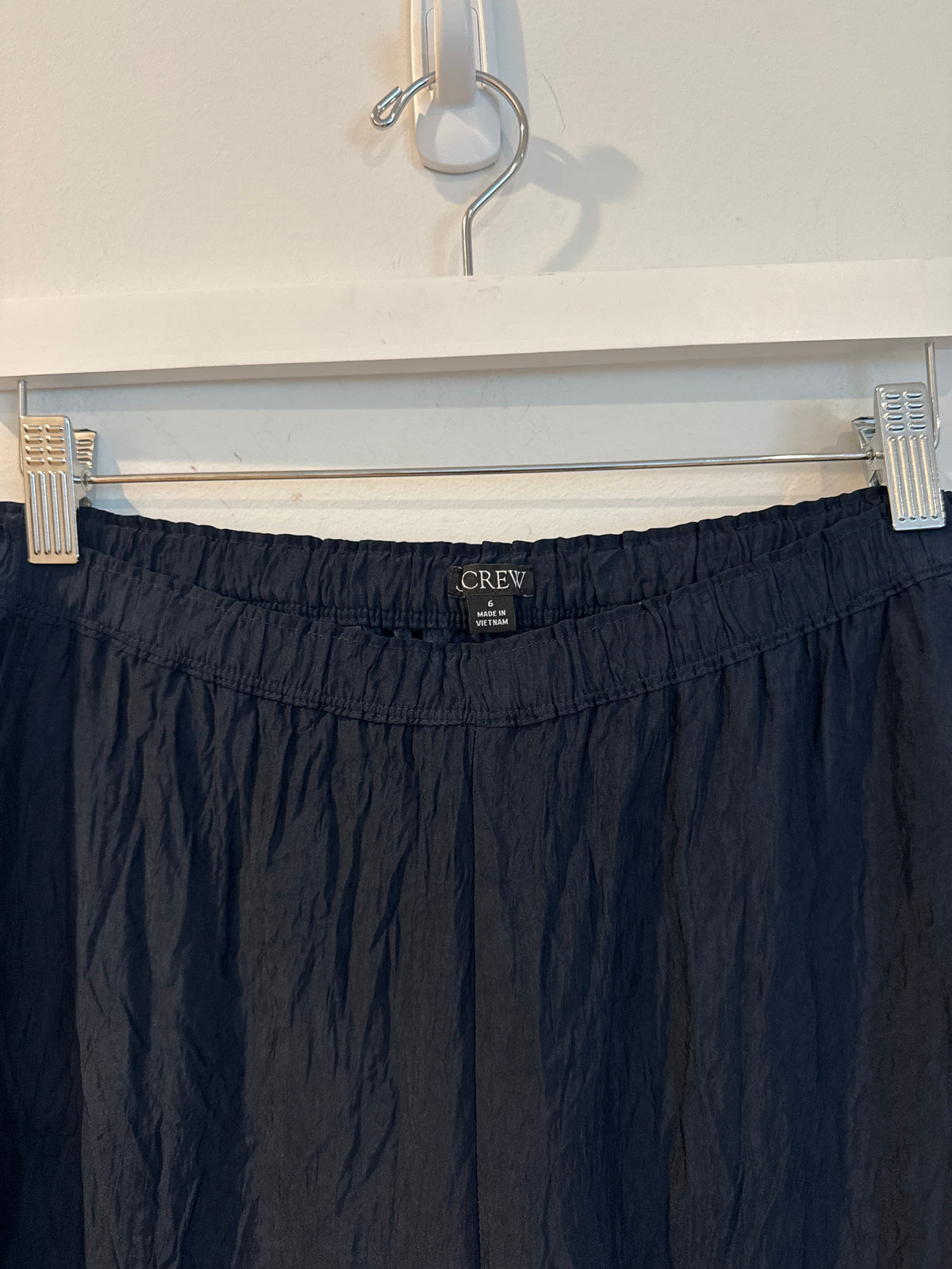 J. Crew Satin Textured Track Pant, Navy, Size 6