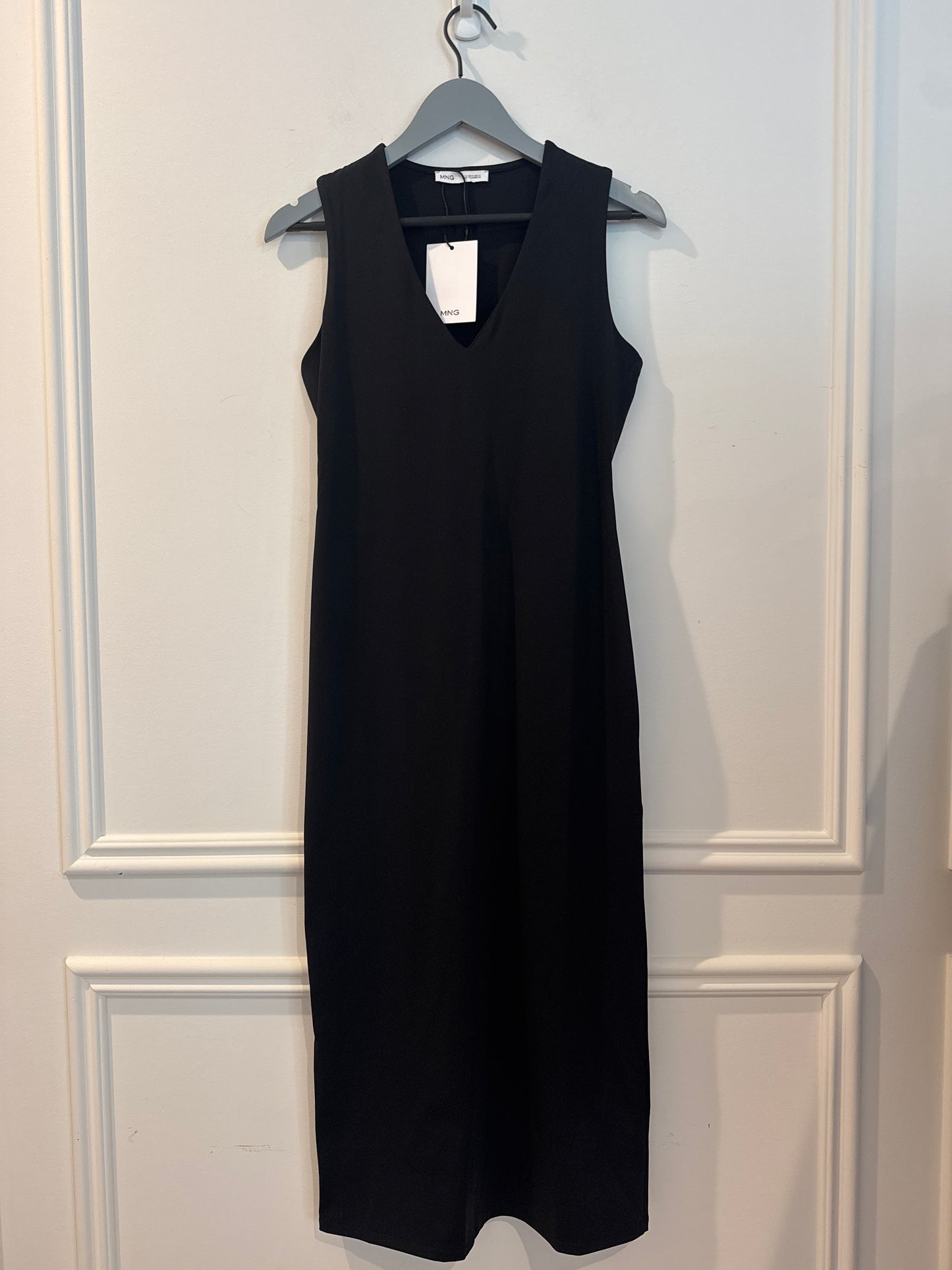 MNG Black V-Neck Sheath Dress, Size Medium
