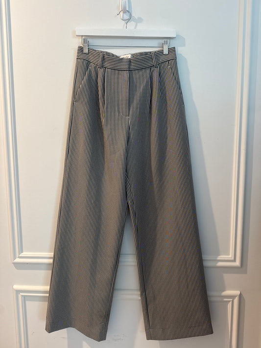 Abercrombie & Fitch Sloane Tailored Wide Leg Pant in Black Gingham, Size 28