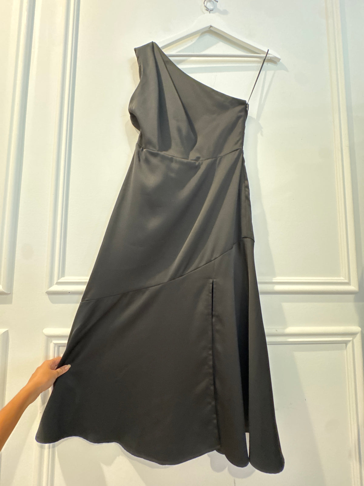 Sam Edelman Black One Shoulder Midi-Dress, Size 4