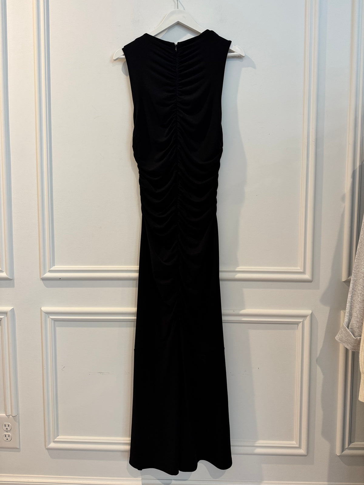 J. Crew Ruched Center-Seam Dress in Matte Jersey Black, Size Small