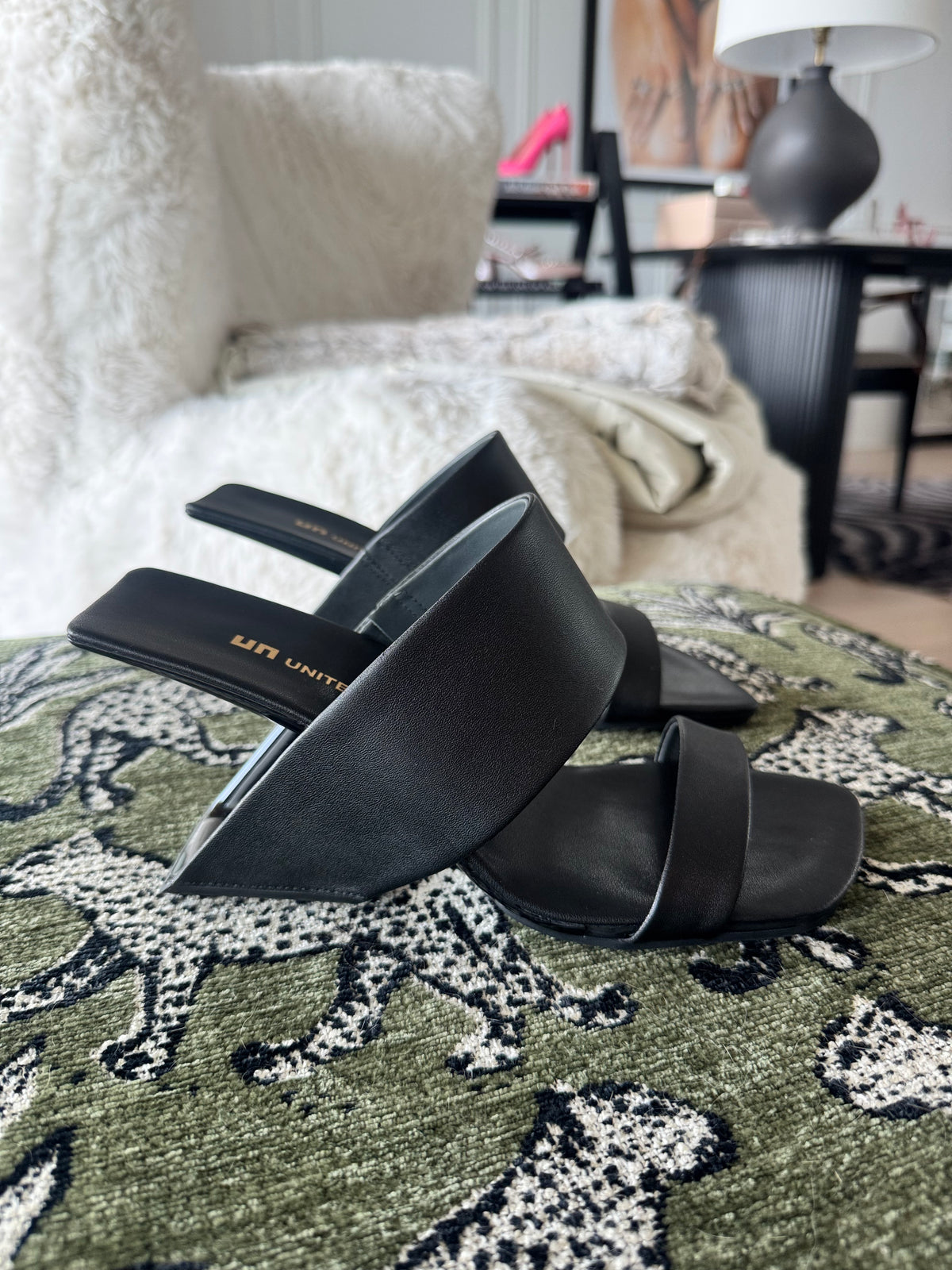 United Nude Loop Hi Sandals in Black, Size US8