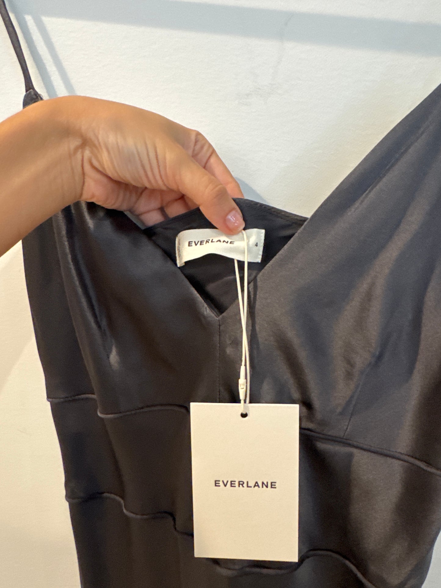 Everlane Satin Dark Grey Dress, Size 4