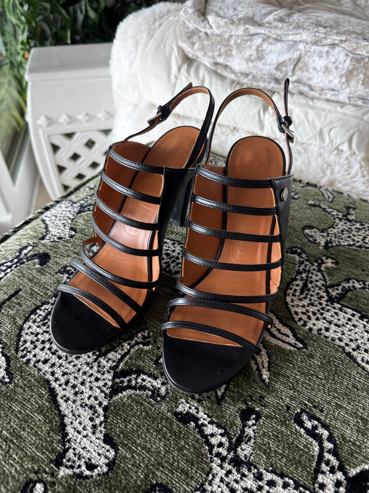 STAUD Leather Cage Sandals, Best Fits Size US8