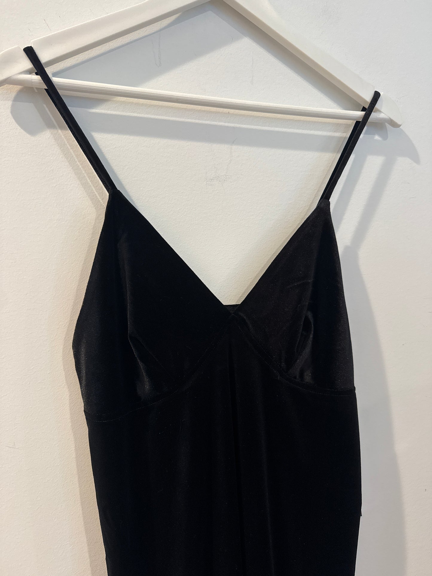 Norma Kamali Black Velvet Slip Dress, Size Small