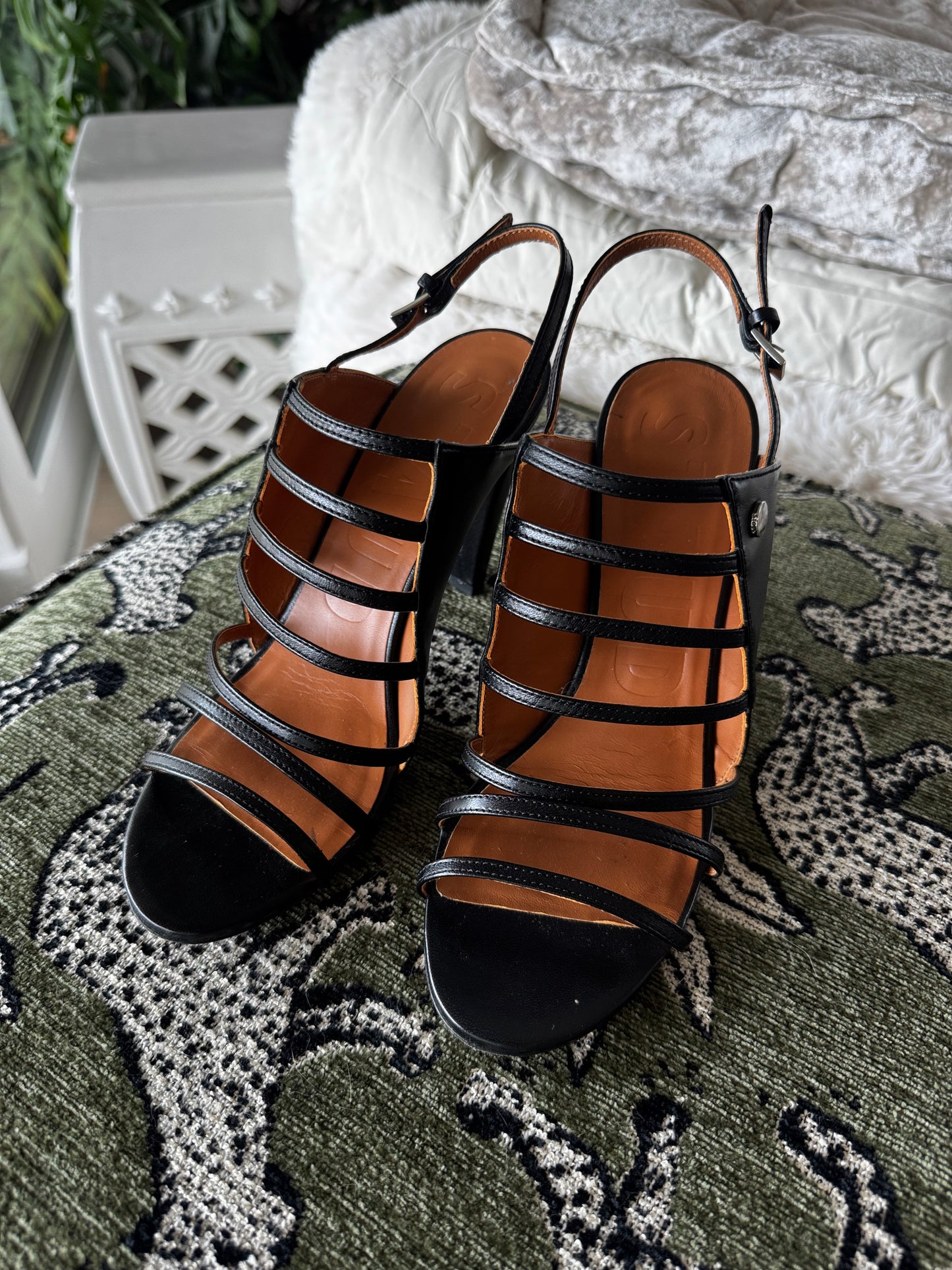 STAUD Leather Cage Sandals, Best Fits Size US8