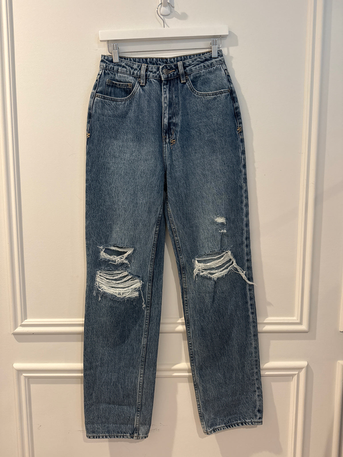 Ksubi Playback Authentik Trashed High Rise Straight Jeans, Size 26”