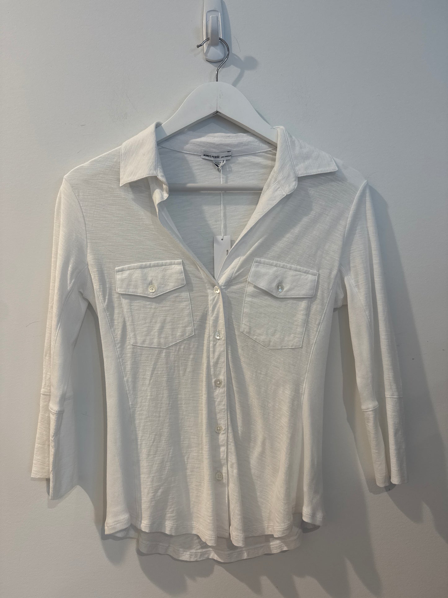James Perse Sheer Slub Side Panel Shirt, Size 2