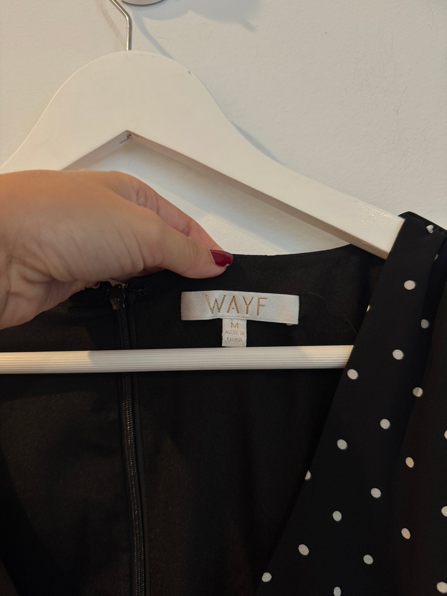 WAYF Rosette Polka Dot Dress, Black/White, Size Medium