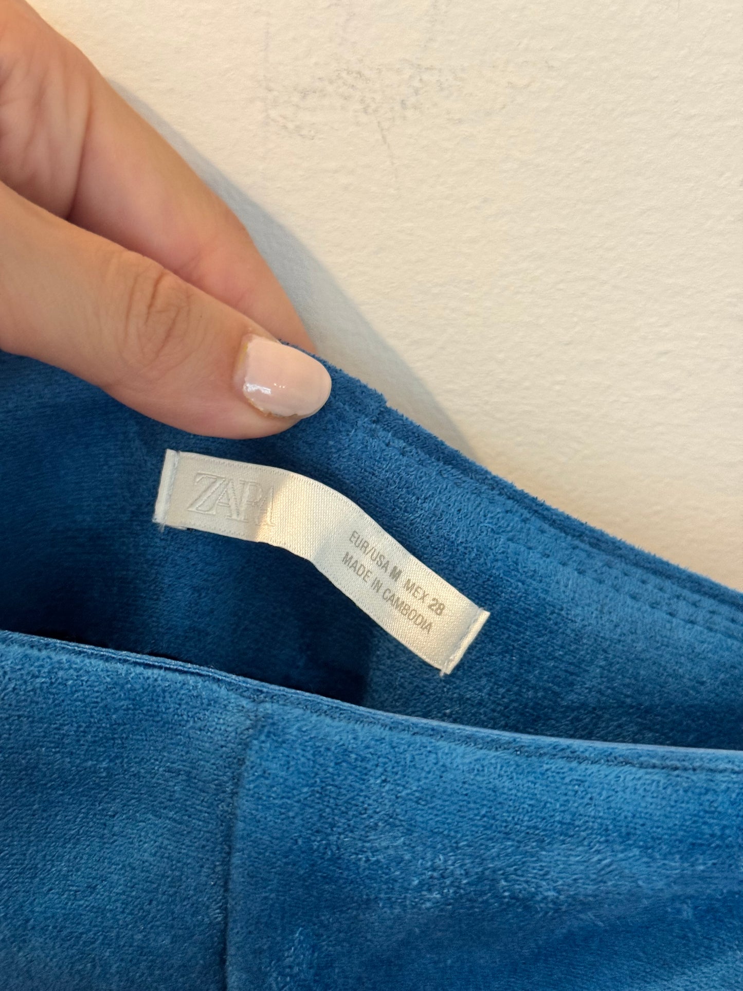 Zara Faux Suede Blue Dress, Size Medium