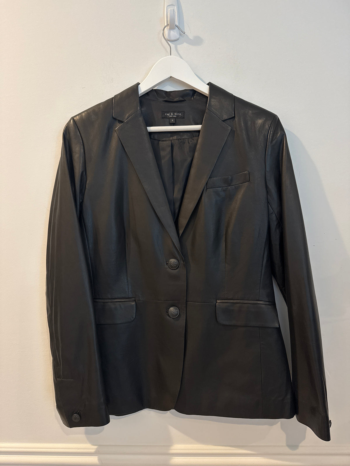 Rag & Bone 2 Button Leather Blazer, Size 6