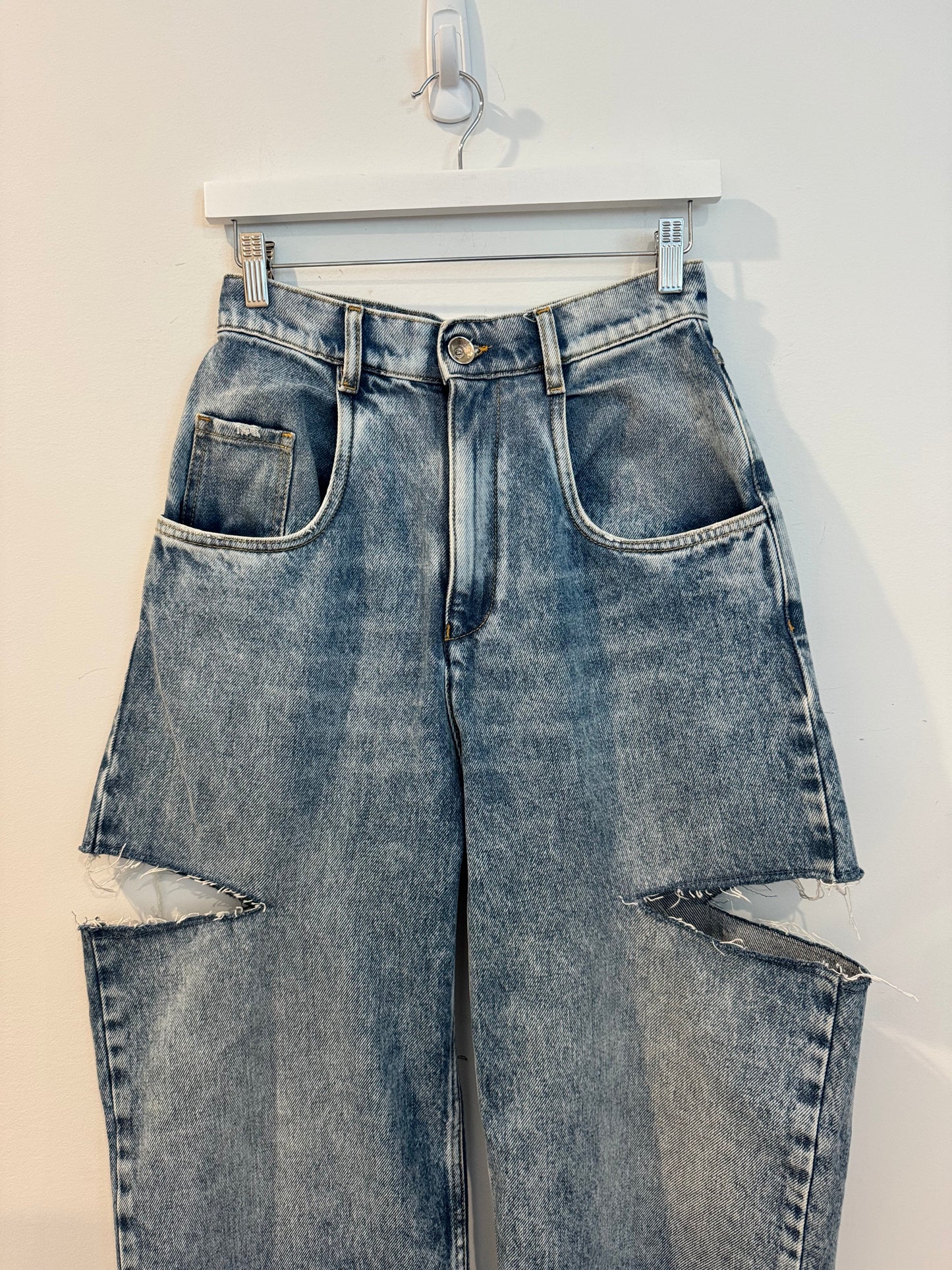 Maison Margiela Cutout High-Rise Wide-Leg Jeans, Italian Size 40 / US Size 4