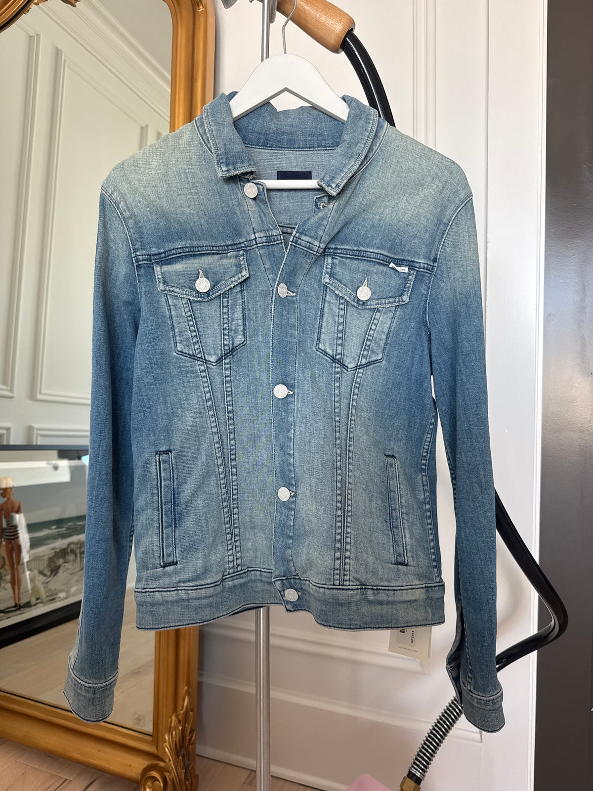 Mother Denim Jacket w/ Star Detail on Sleeves, Size Medium