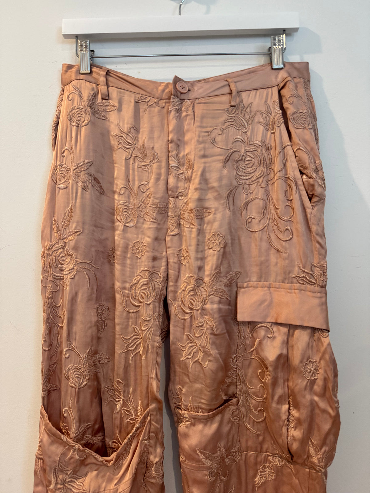 Zara Embroidered Cargo Trousers, Size Small