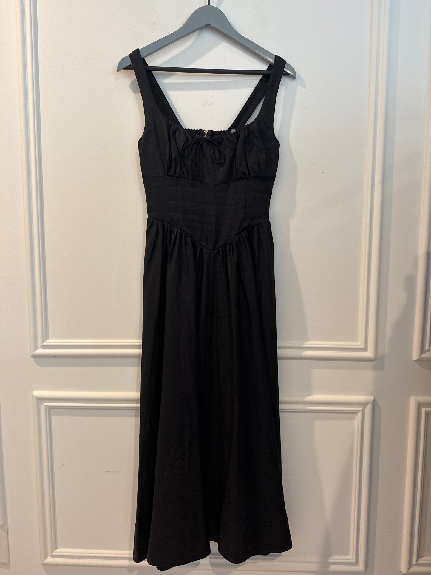 Reformation Balia Linen Dress in Black, Size 6