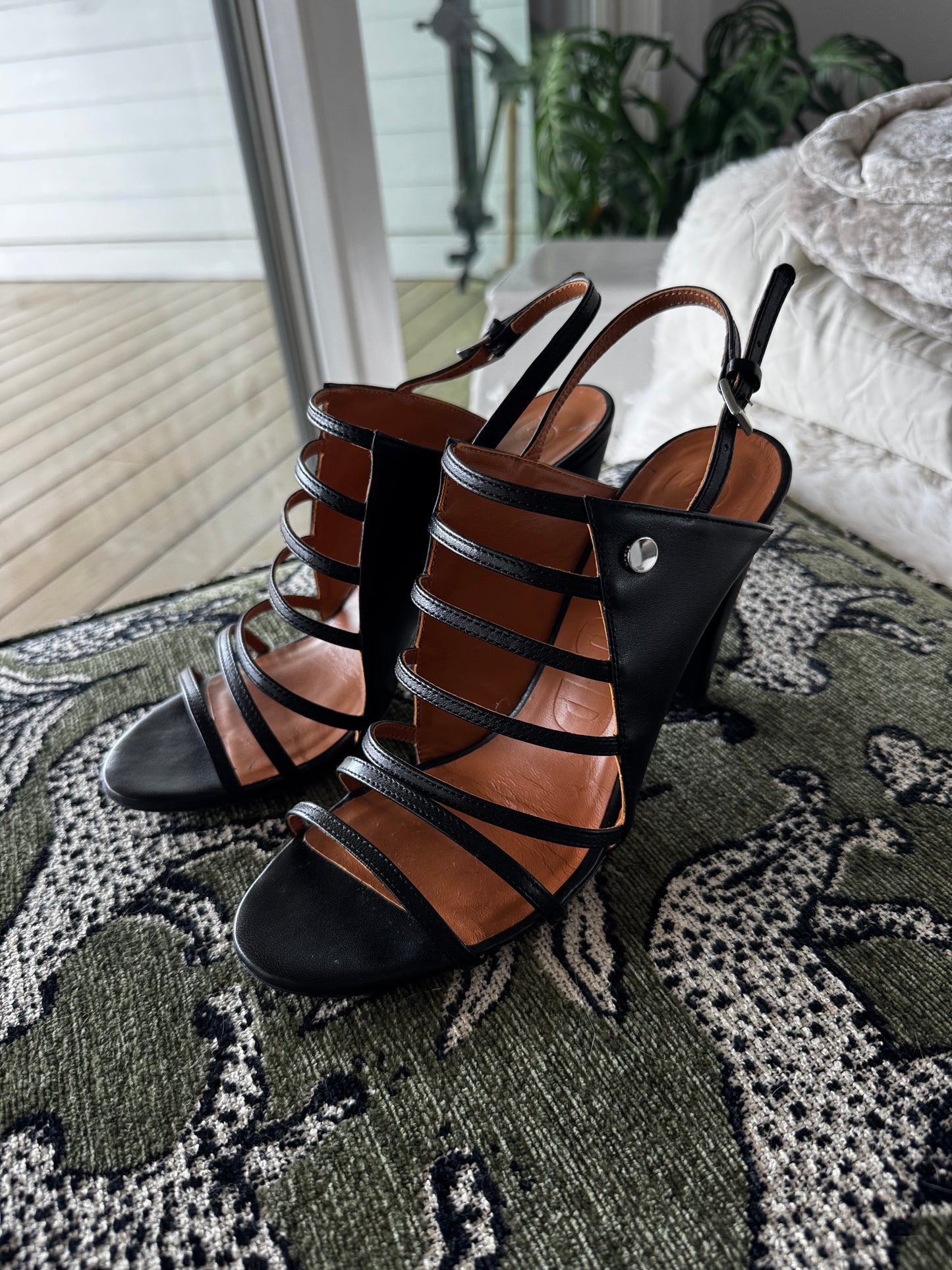 STAUD Leather Cage Sandals, Best Fits Size US8