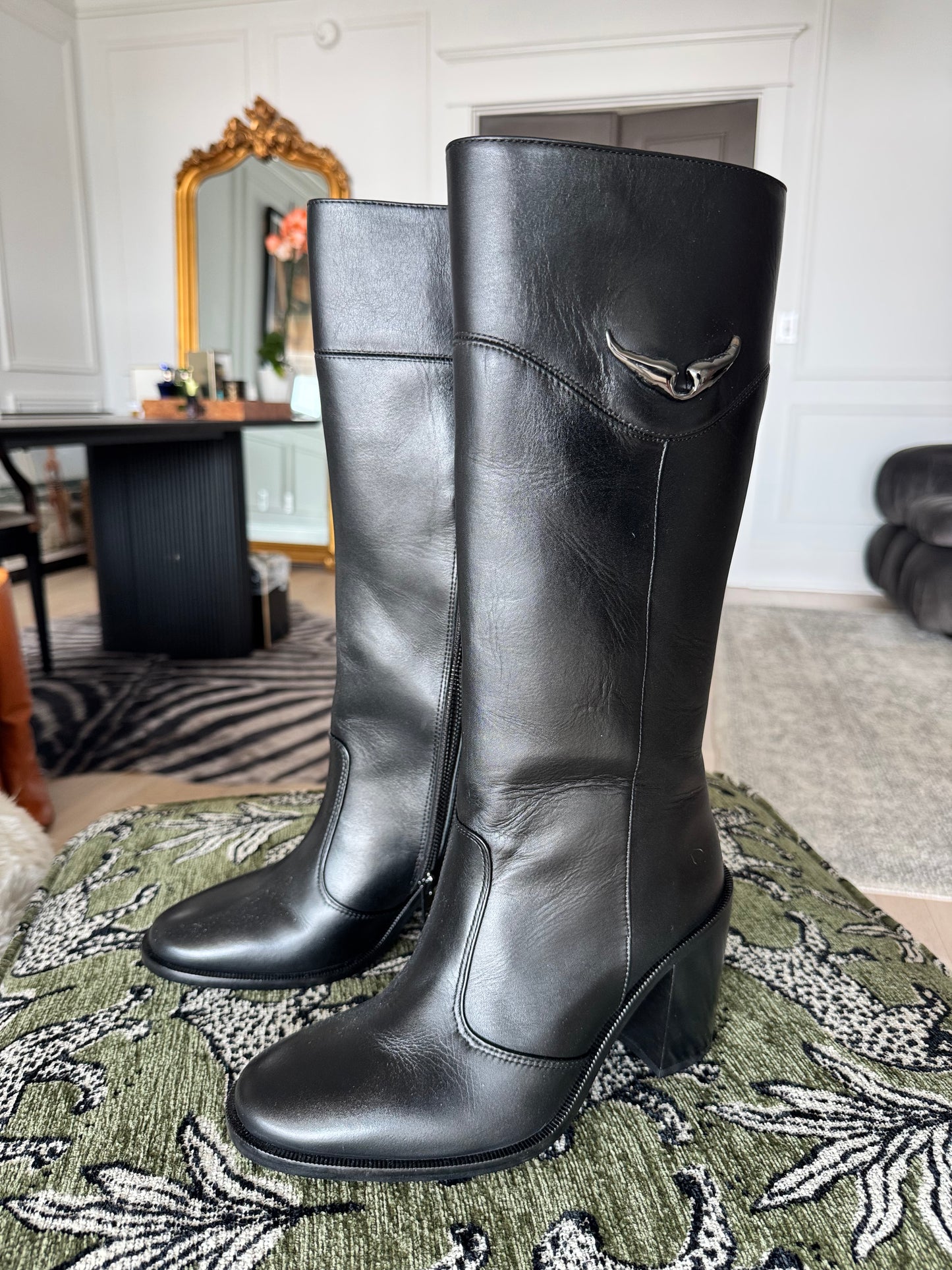 Zadig & Voltaire Preiser Calfskin Tall Boots, Size 8