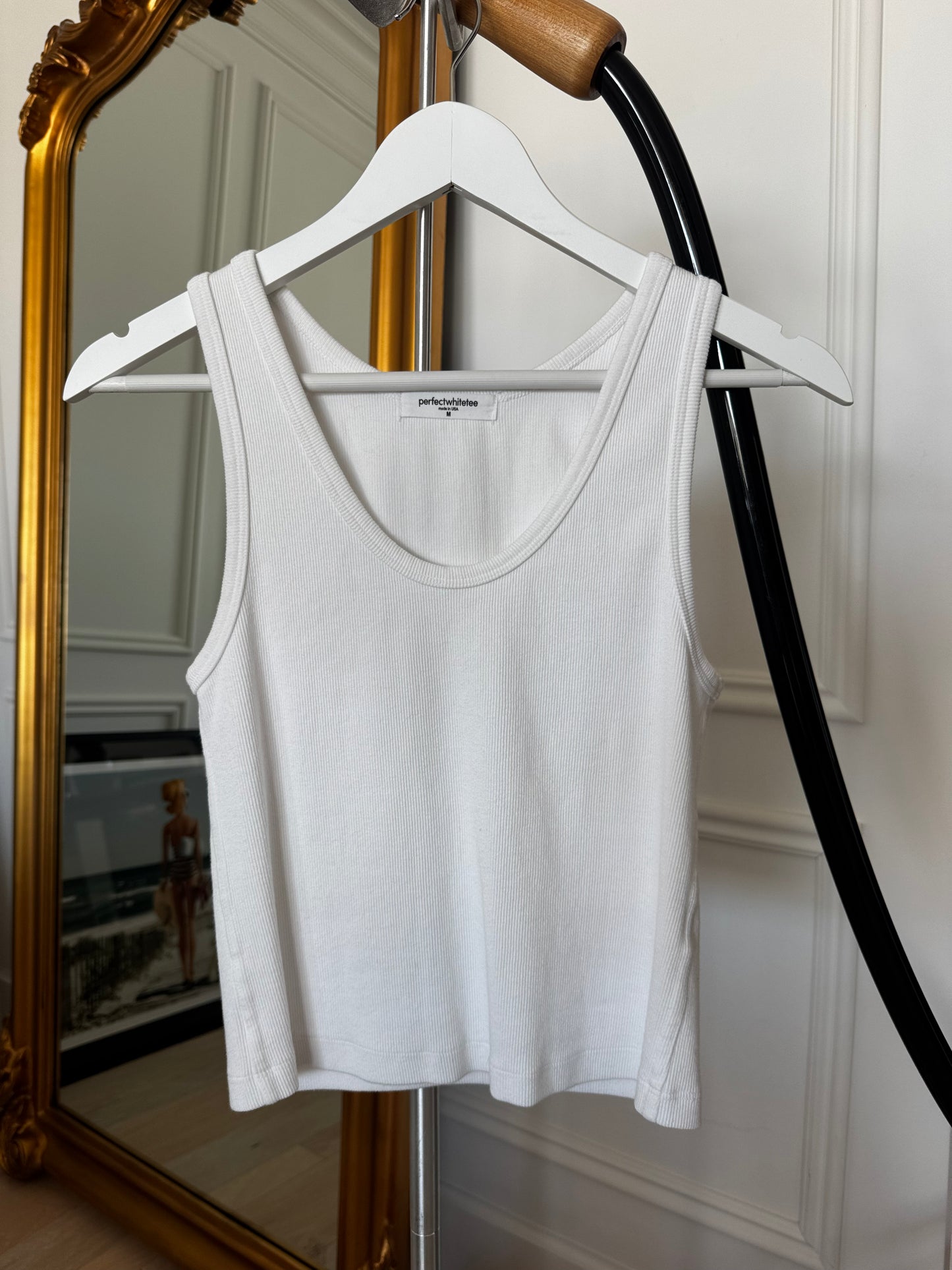 Perfect White Tee “The Blondie” White Ribbed Tank, Size Medium
