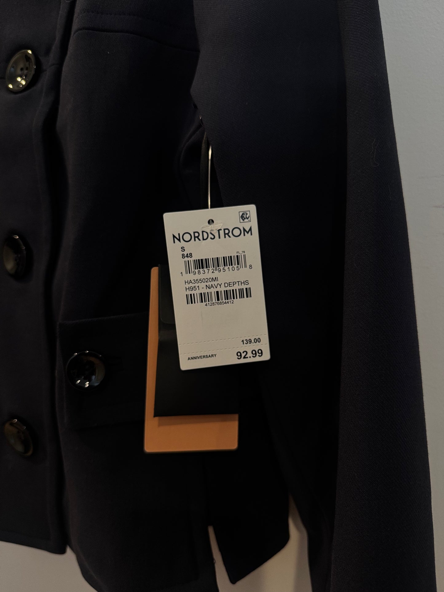 Halogen Dark Navy Jacket, Size Small