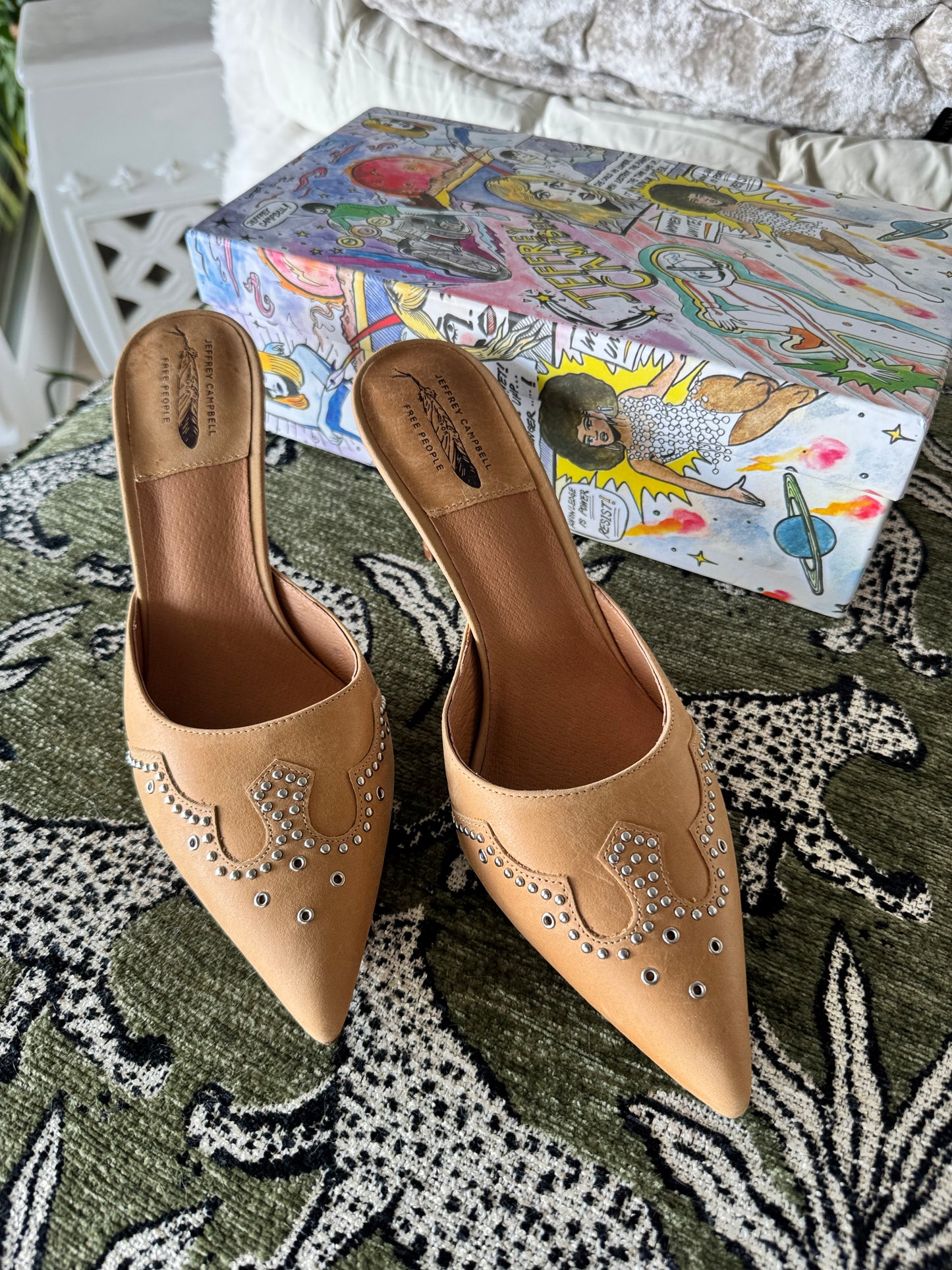 Jeffrey Campbell Head-west Pointed-Toe Heeled Mule, US Size 8.5 (Best Fits an 8)