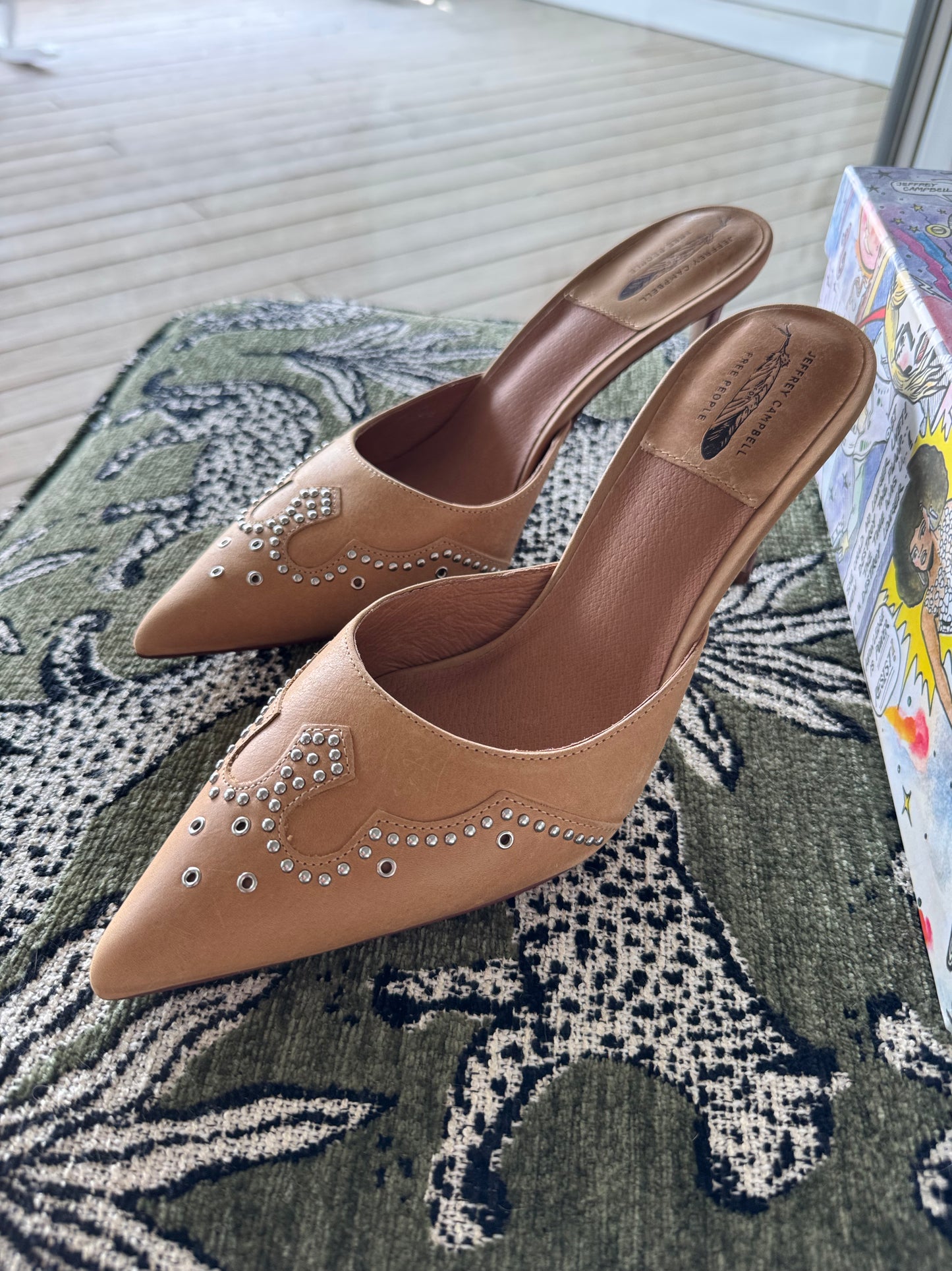 Jeffrey Campbell Head-west Pointed-Toe Heeled Mule, US Size 8.5 (Best Fits an 8)