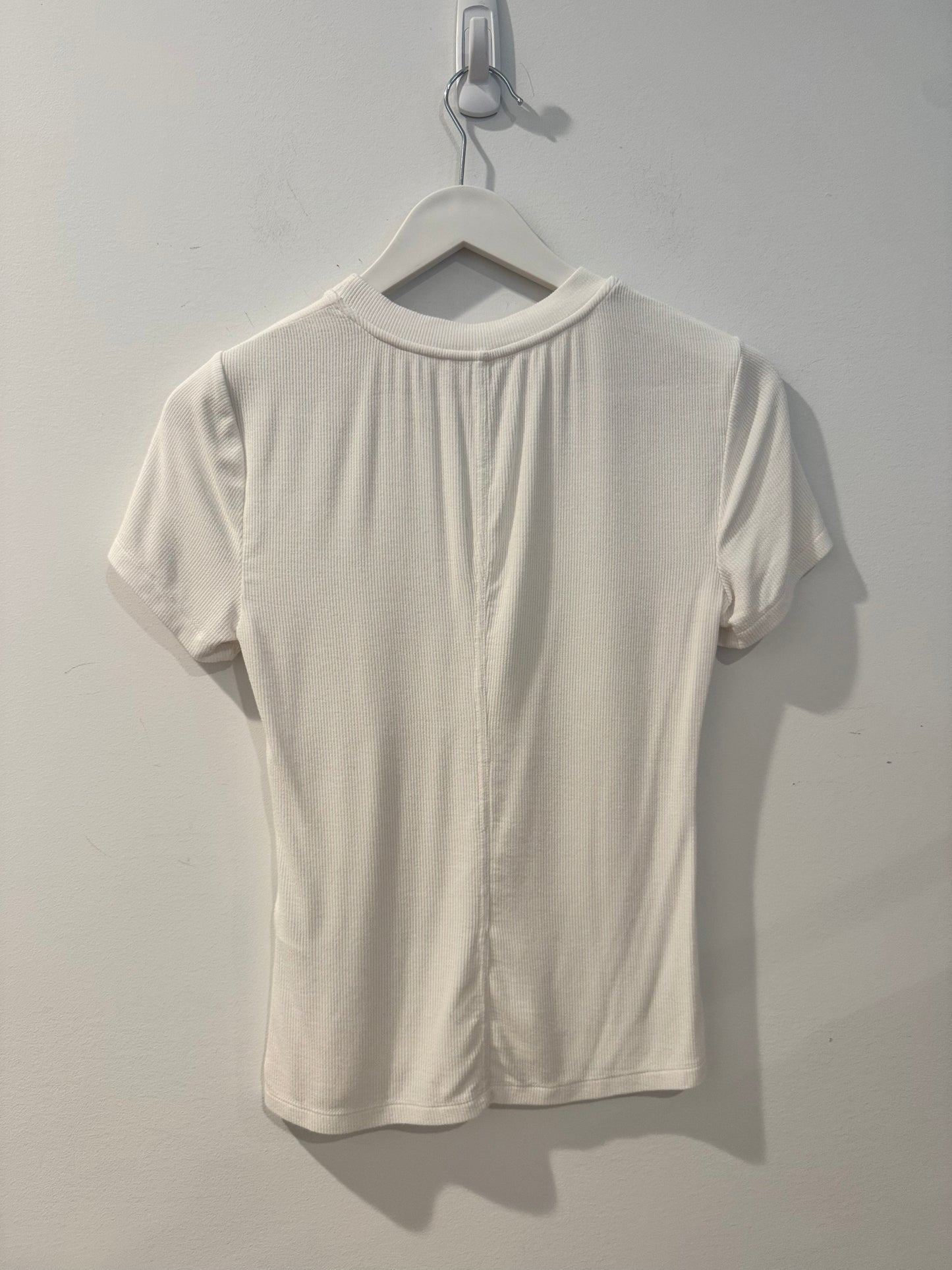 Frame The Rib Crew Tee, White, Size Small