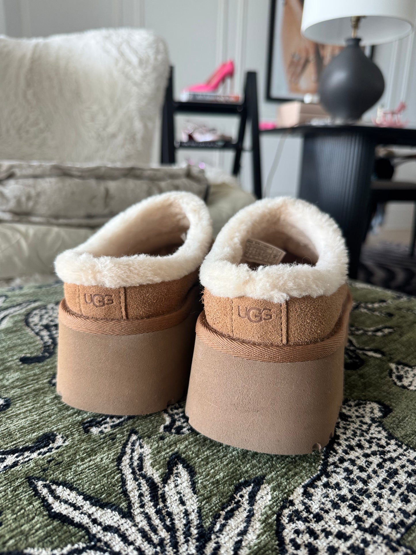 UGG Women's New Heights Cozy Clogs in Chestnut Suede, Size Women’s US8